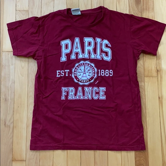 Dark red Paris France T shirt - Picture 1 of 5